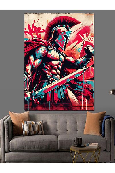 Tablomega Graffiti Spartan Decorative Canvas - Mdf Wooden Table