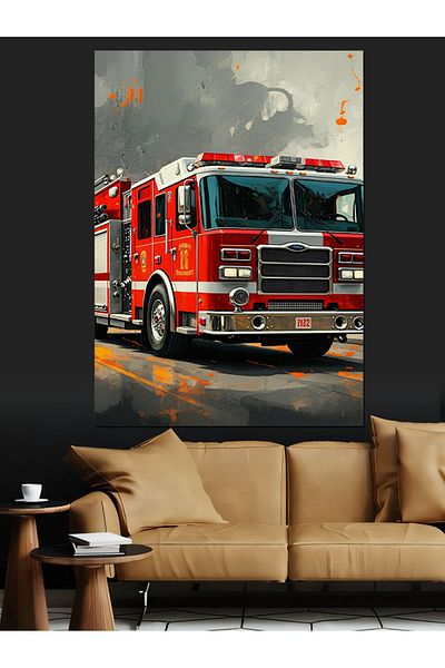 Tablomega Fire Truck Decorative Canvas - Mdf Wooden Painting