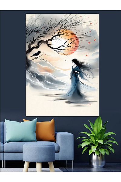 Tablomega Mysterious Woman Decorative Canvas - Mdf Wooden Painting