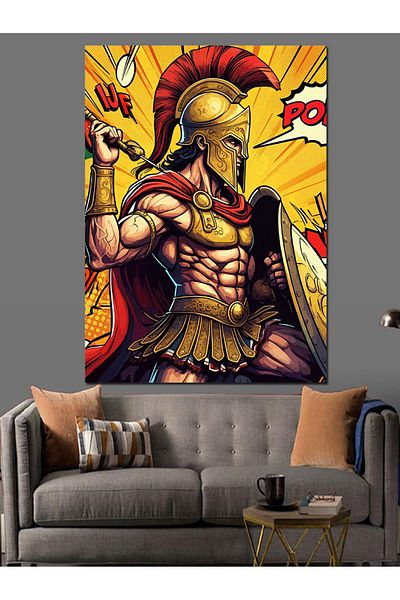 Tablomega Spartan Warrior Decorative Canvas - Mdf Wooden Painting