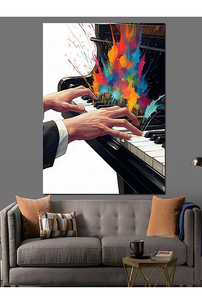 Tablomega Colorful Piano Decorative Canvas - Mdf Wooden Painting
