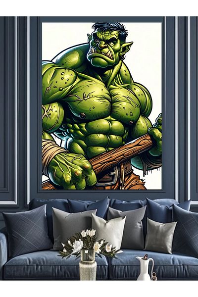 Tablomega Green Monster Decorative Canvas - Mdf Wooden Painting