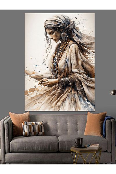 Tablomega Old Time Woman Decorative Canvas - Mdf Wooden Painting
