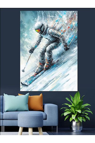 Tablomega Snow Skier Decorative Canvas - Mdf Wooden Painting