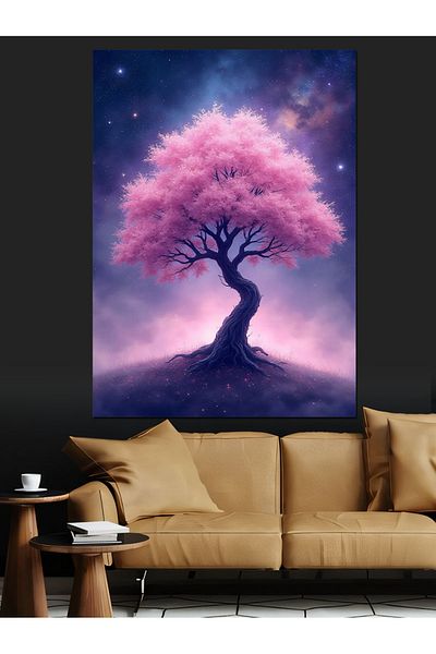 Tablomega Colorful Pink Tree Decorative Canvas - Mdf Wooden Painting