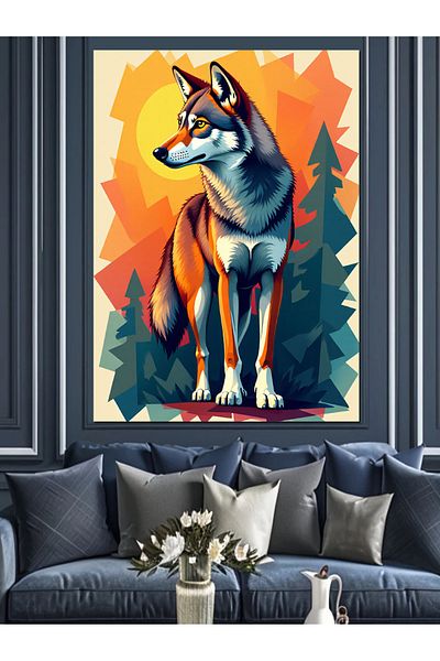 Tablomega Wolf Silhouette Decorative Canvas - Mdf Wooden Painting