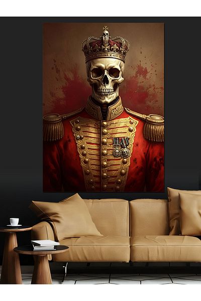 Tablomega Crowned Skeleton Decorative Canvas - Mdf Wooden Table