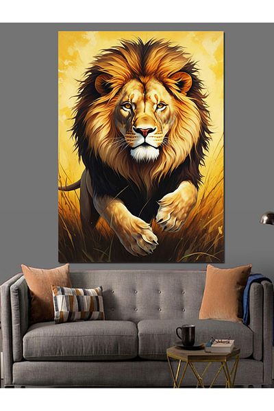Tablomega Power of the Lion Decorative Canvas - Mdf Wooden Painting