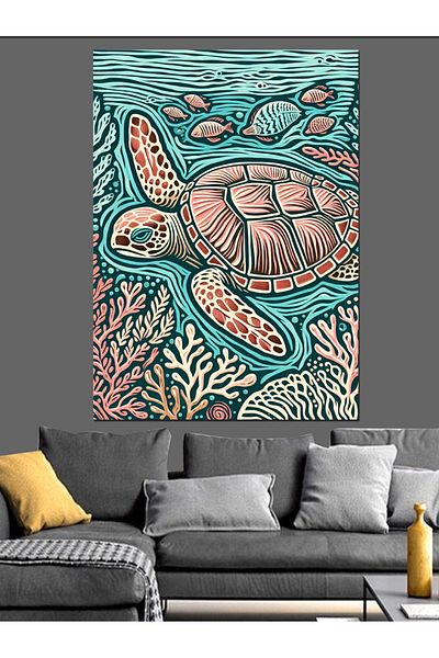Tablomega Sea Turtle Decorative Canvas - Mdf Wooden Painting