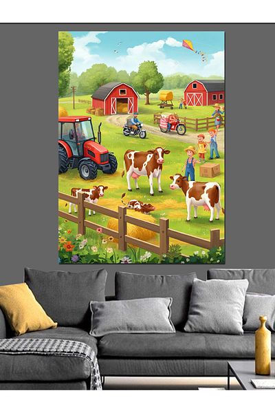 Tablomega Pânză decorativă Farm Landscape - Lemn MDF