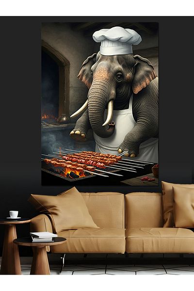 Tablomega Pânză Decorativă Elefant Mangalci - Lemn MDF