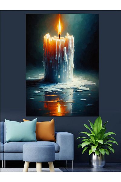 Tablomega Melting Candle Decorative Canvas - Mdf Wooden Table