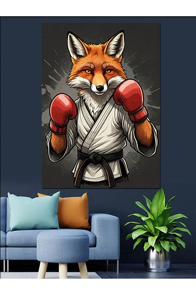 Tablomega Boxer Fox Decorative Canvas - Mdf Wooden Painting