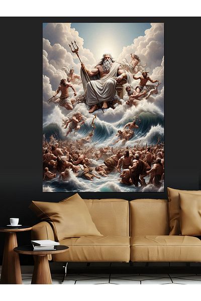 Tablomega God Zeus Decorative Canvas - Mdf Wooden Painting