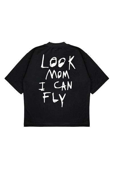 PURE EFFECT Μπλουζάκι Unisex Oversize Look Mom "I Can Fly" Box Fit από χοντρό ύφασμα