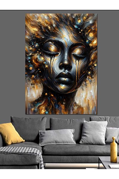 Tablomega Tear and Gold Decorative Canvas - Mdf Wooden Painting