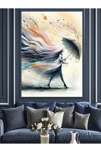 Tablomega Woman Dancing in the Wind Decorative Canvas - Mdf Wooden Painting