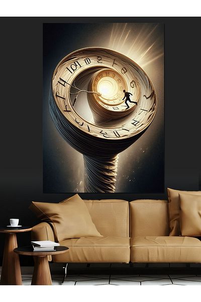 Tablomega Time Wheel Decorative Canvas - Mdf Wooden Table