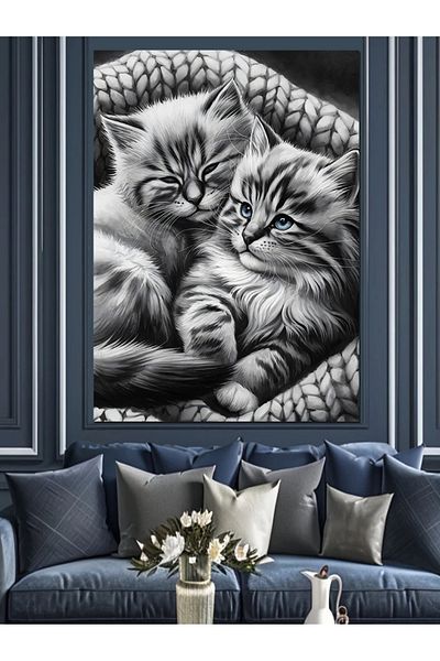 Tablomega Pânză decorativă Pisici adormite - Lemn MDF