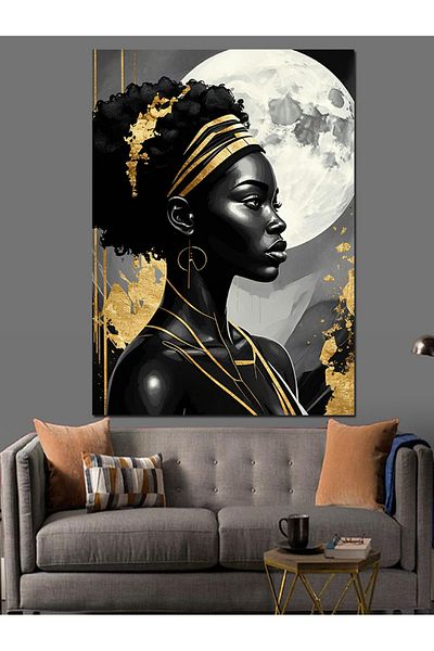 Tablomega African Woman Decorative Canvas - Mdf Wood Painting