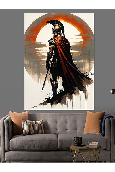 Tablomega Warrior with Helmet Decorative Canvas - Mdf Wooden Painting
