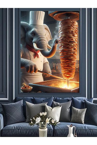 Tablomega Elefant și Canvas Decorativ Rotativ - Lemn MDF