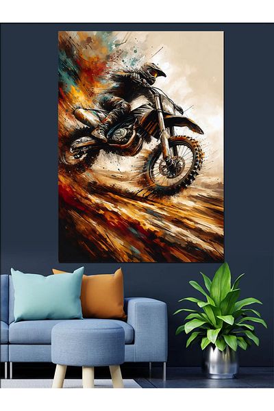 Tablomega Motocross Acrobat Decorative Canvas - Mdf Wooden Painting
