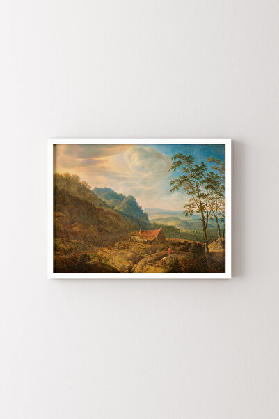 epiqart Farm and Mountain Landscape - White Frame