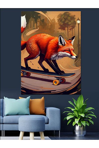 Tablomega Skateboarder Fox Decorative Canvas - Mdf Wooden Painting