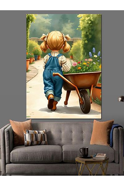 Tablomega Garden Cart Decorative Canvas - Mdf Wooden Table