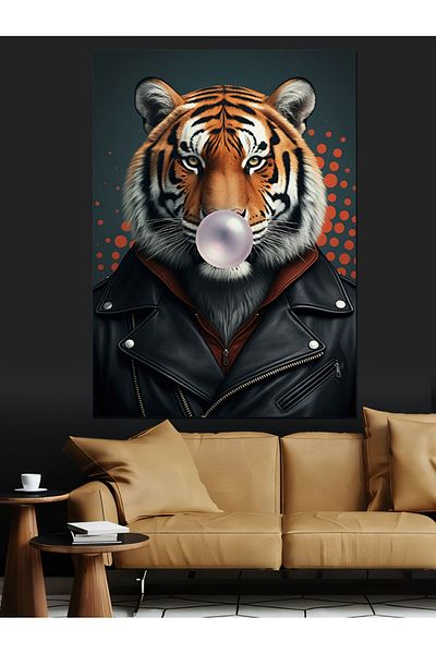 Tablomega Chewing Gum Tiger Decorative Canvas - Mdf Wooden Painting
