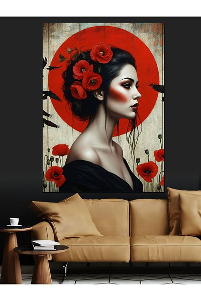 Tablomega Bride Flower Woman Decorative Canvas - Mdf Wooden Table
