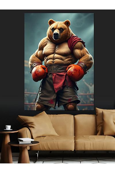 Tablomega Boxer Bear Decorative Canvas - Mdf Wooden Painting