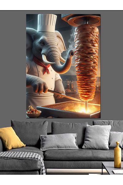 Tablomega Elefant și Canvas Decorativ Rotativ - Lemn MDF