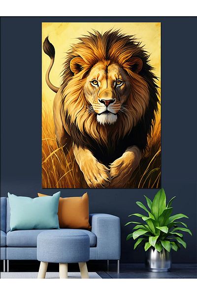 Tablomega Pânză decorativă Asil Looking Lion - Lemn MDF