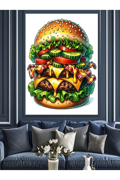 Tablomega Pânză decorativă Giant Hamburger - Lemn MDF