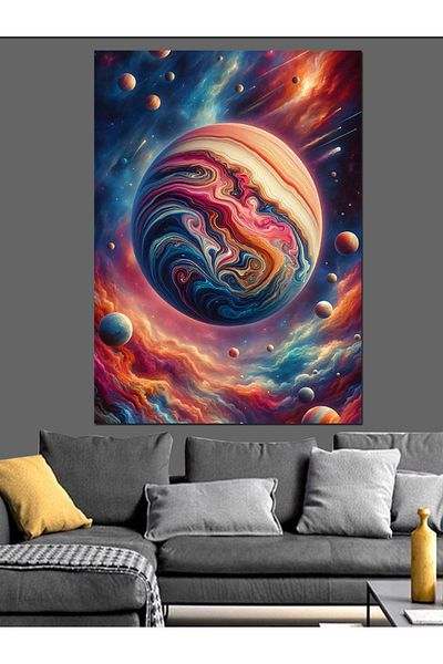 Tablomega Colorful Planet Decorative Canvas - Mdf Wooden Painting