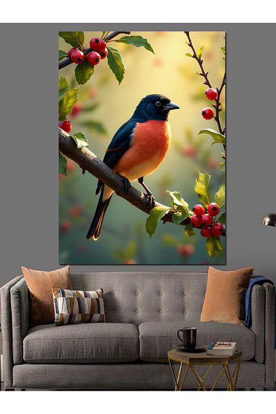 Tablomega Bird on Branch Decorative Canvas - Mdf Wooden Painting