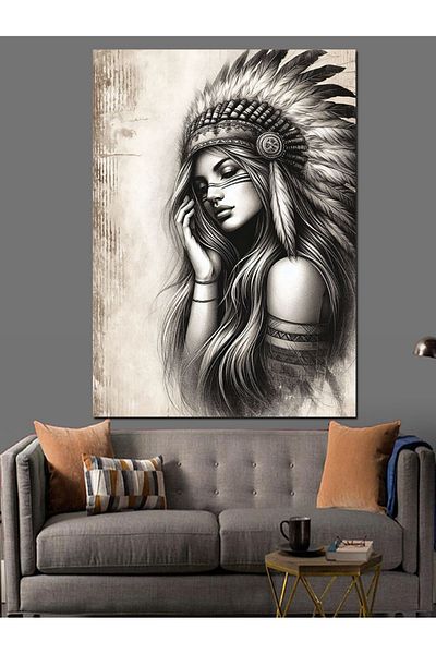 Tablomega Pânză Decorativă Femeie Indiană - Lemn MDF