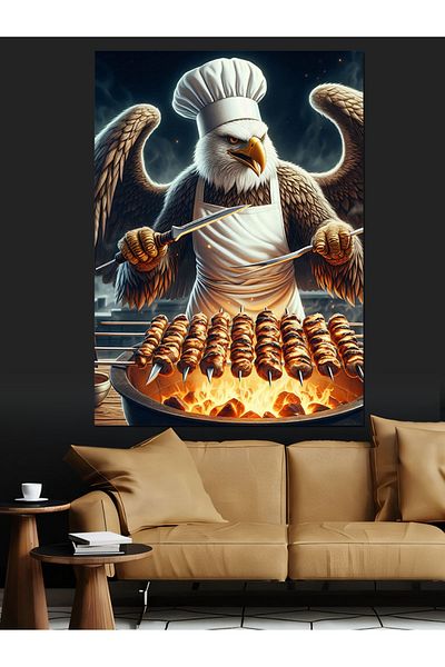 Tablomega Mangalcı Eagle Decorative Canvas - Mdf Wooden Painting