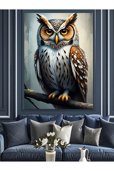 Tablomega Owl Decorative Canvas - Mdf Wooden Painting