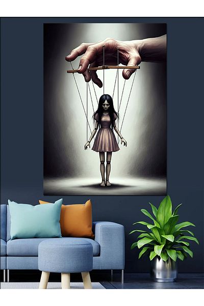 Tablomega Puppet Girl Decorative Canvas - Mdf Wooden Painting