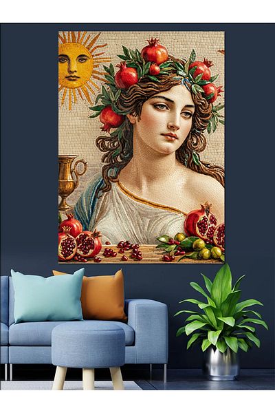 Tablomega Pânză decorativă pentru femei cu coroană de flori - Lemn MDF