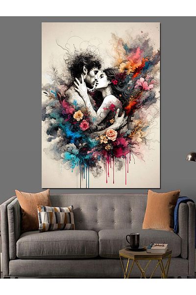 Tablomega Colorful Pandas Decorative Canvas - Mdf Wooden Painting