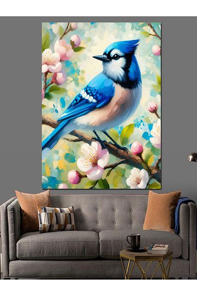 Tablomega Blue Bird on Spring Branches Decorative Canvas - Mdf Wooden Painting