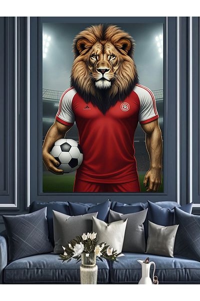 Tablomega Football Jersey Lion Decorative Canvas - Mdf Wooden Painting