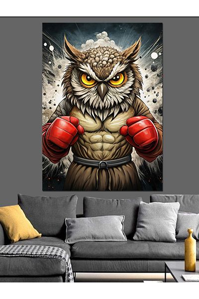 Tablomega Canvas Decorativ Bufniță Boxer - Lemn MDF