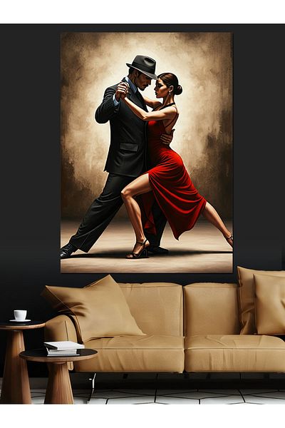 Tablomega Pereche de tango din pânză decorativă - masă din lemn MDF