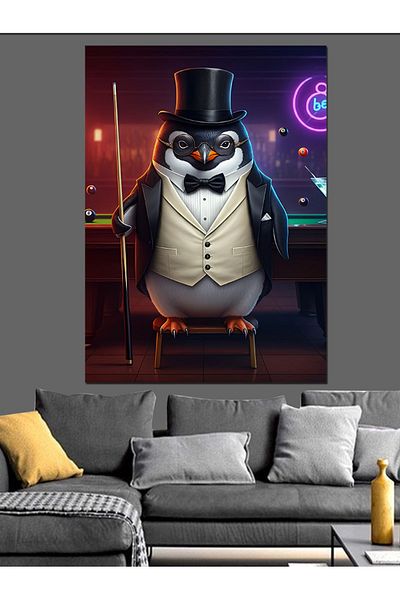 Tablomega Tuxedo Penguin Decorative Canvas - Mdf Wooden Painting