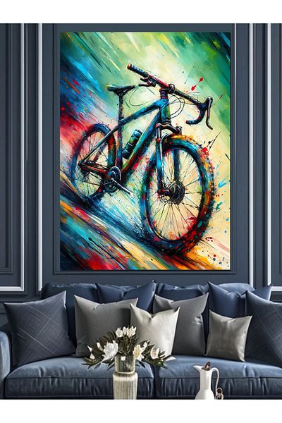 Tablomega Pânză decorativă pentru biciclete colorate - Lemn MDF